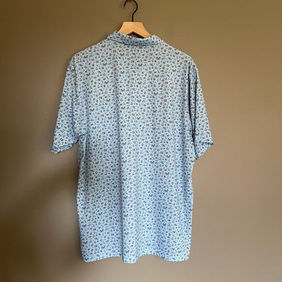 PETER MILLAR SEASIDE DRIRELEASE NATURAL TOUCH PARTY PARROTS POLO Blue Size Large - Picture 11 of 15